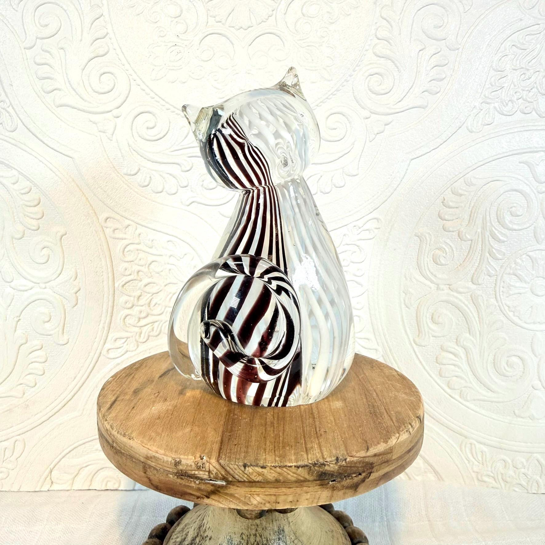 (美品)Murano glass ムラーノガラス　猫の置物職人サイン入り(底) Vintage Murano Glass Cat - Etsy