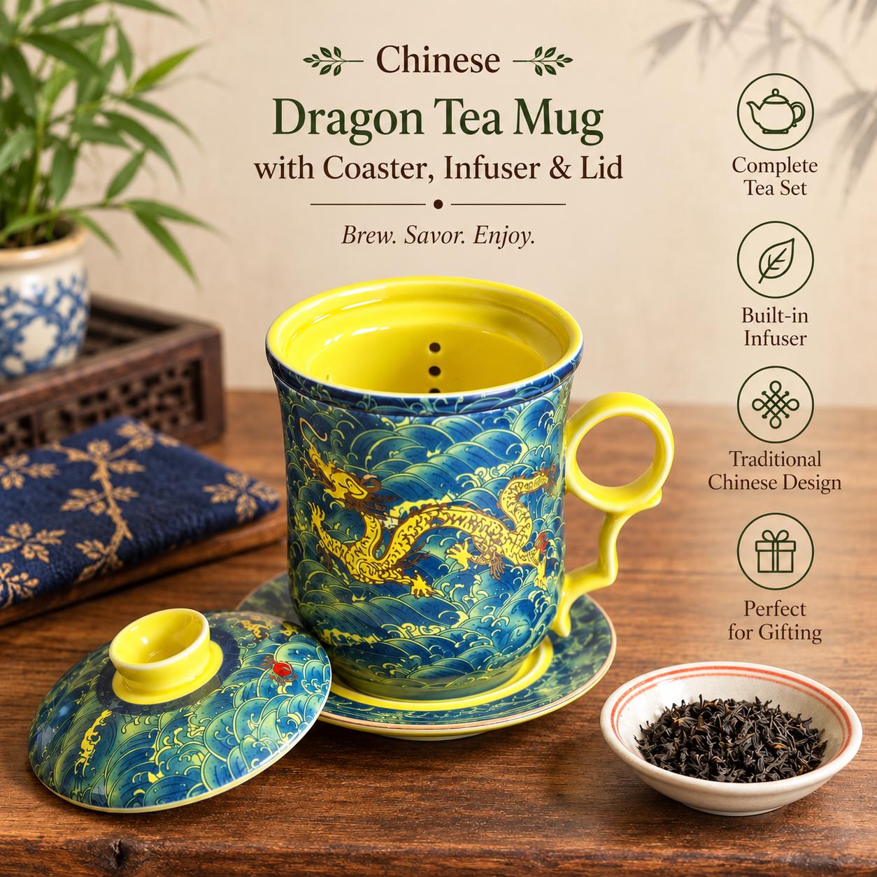 Chinese Dragon Cup and Saucer - Etsy