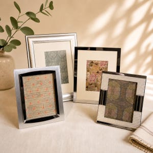 Set of 4 Silver Plate and Silver-Tone Picture Frames | Gallery Wall Frame Collection | 2-8x10, 5x7, 4x6 | Modern Classic Home Decor
