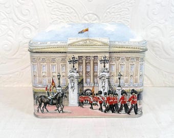 Churchill’s Buckingham Palace Toffee Tin, Vintage English Confectionery Tin, London Souvenir, Decorative Storage Tin, British Royal Guard