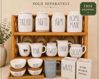 Rae Dunn Ceramic Collection Sold Separately, Canisters Creamers Bowls Kitchen Accessories, Farmhouse Pottery Decor