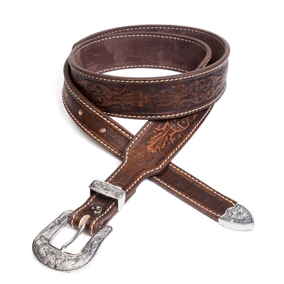 womens tooled leather belt