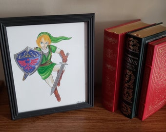 Link from The Legend of Zelda Handmade Colored Pencil Drawing