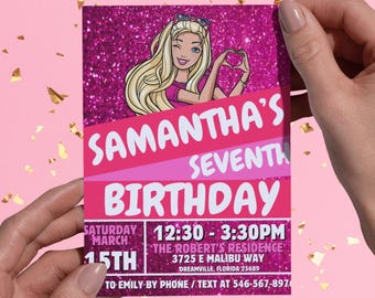 Barbie Fashion Doll Birthday Invitation | Girl Party Invite (PDF)