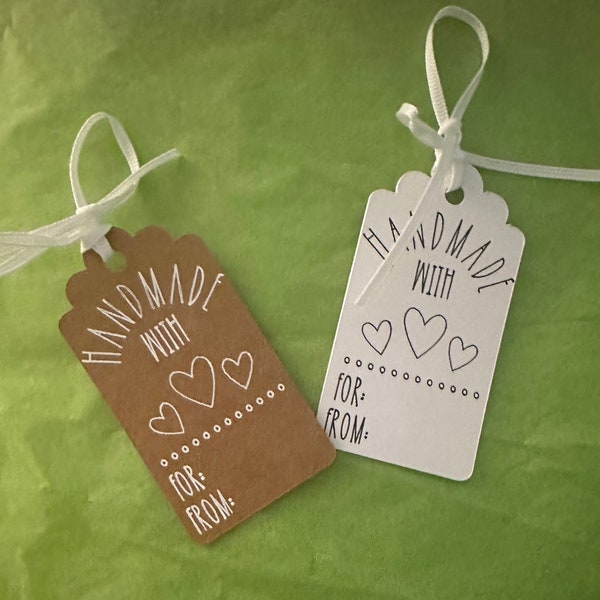 Handmade with love gift tag/tags for knit, crochet ,food gifts, sewing gifts/Kraft card stock/Holiday tag/Birthday tag/Tag for handmade gift