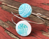 Blue Butterprint Broken Pyrex Cuff Bracelet