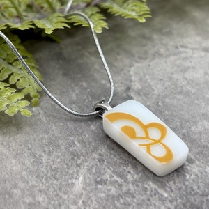 Butterfly Gold broken Pyrex Pendant with Stainless Steel Necklace