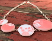 4 Circle Pyrex Jewelry Pink Gooseberry Necklace