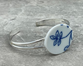 Blue Onion Plate Cuff Bracelet