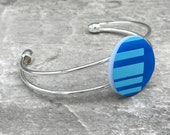 Blue Stripe (Barcode) Pyrex Cuff Bracelet