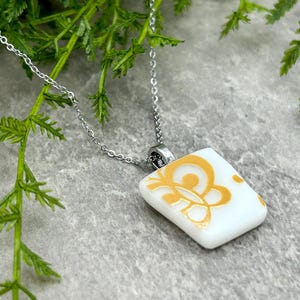 Butterfly Gold Broken Pyrex Pendant with Stainless Steel Necklace