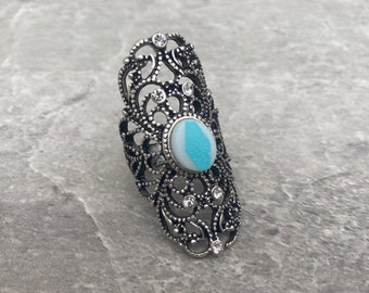 Dainty Maid (Diamonds) Pyrex Filigree Statement Ring