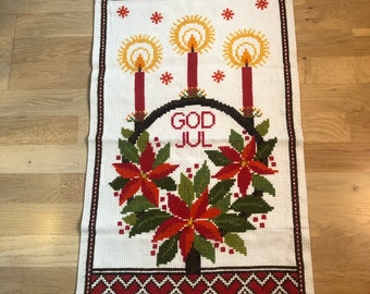 Sweden＊GOD JUL＊Christmas tapestry・* Sweden＊GOD JUL＊Christmas tapestry・* Swedish Vintage GOD JUL