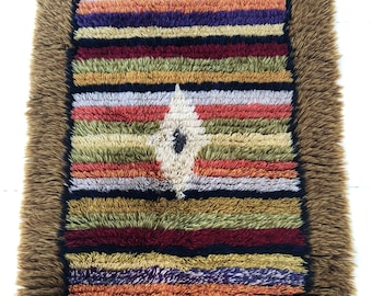Vintage rya rug carpet wall hanging Sweden