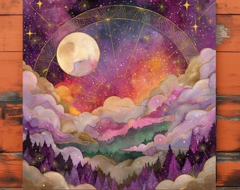 Boho Altar Cloth: Cosmic Tapestry - 100% Polyester 22" x 22"