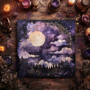 Witchy Tarot Cloth | Altar Cloth | Tarot Reading Cloth | Tarot Deck Accessories | Moon Gifts | Moon | Tarot Spread Cloth | Altar Accessories