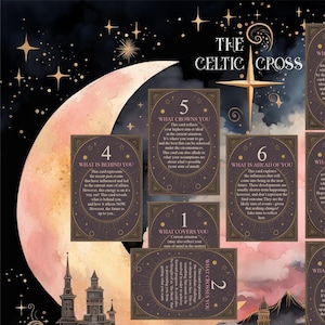 Celtic Cross Tarot Spread | Tarot Reading Cloth | Altar Cloth | Tarot Deck Accessories | Witchy Tarot Cloth | Tarot Spread Cloth |Moon Gifts