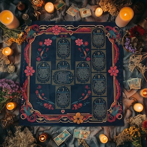 Celtic Cross Tarot Spread | Tarot Reading Cloth | Altar Cloth | Tarot Accessories | Witchy Tarot Cloth | Tarot Spread Cloth | Celtic Cross