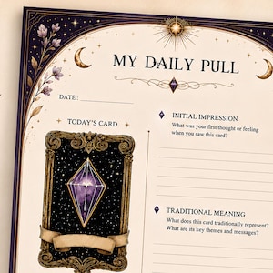 Daily Tarot Card Journal Page | Celestial Reading Insert (Digital Download)