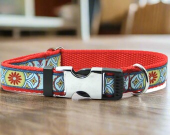 Mini-Halsband Für Kleine Hunde & Katzen – Blumenmuster, Rot, Größe M (verstellbar 29–38 Cm)