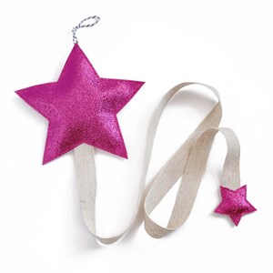 Hair clip organizer with large star in pink – Ribbon hair bow holder – Gift for toddler girl