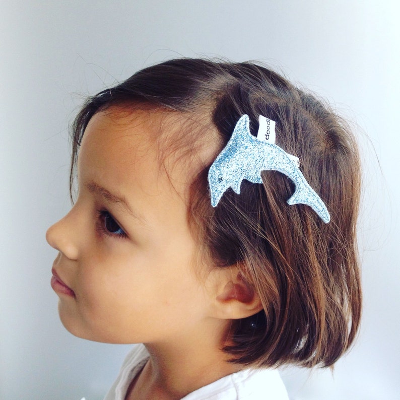 Blue dolphin hair clip Marine animal hair barette Dolphin birthday party gift Available in multiple colors image 2