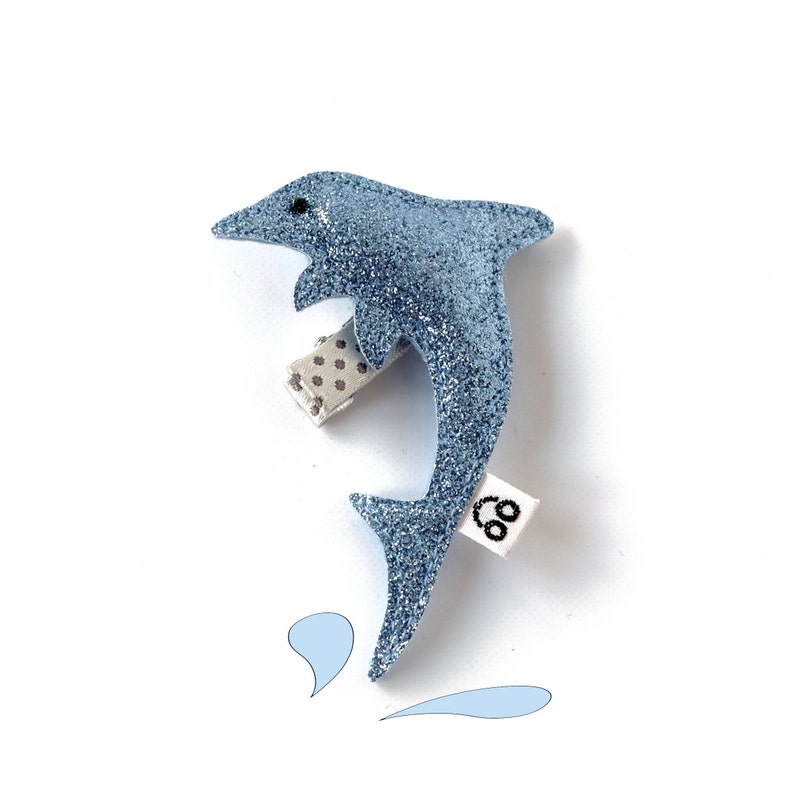 Blue dolphin hair clip Marine animal hair barette Dolphin birthday party gift Available in multiple colors image 1