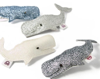 Whale Hair Clip - Glitter Hair Clip - Cute Hair Clip for Girls - Whale Brooch - Girls Hair Accessory - Whale Watching Gift - Sperm Whale