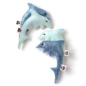 Blue dolphin hair clip Marine animal hair barette Dolphin birthday party gift Available in multiple colors image 4