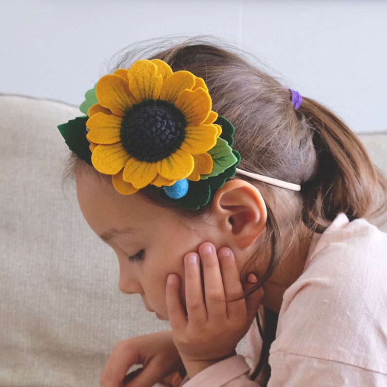 Sunflower Flower Headband Fall Floral Crown Autumn Felt Etsy