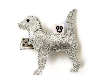 Dog Hair Clip for Girls - Labrador Puppy Hair Clip - available in Gold, Silver or Grey