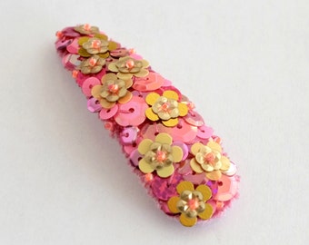 Barrette à cheveux en velours à paillettes - disponible en forme rectangulaire ou ovale