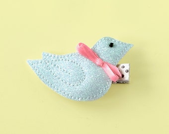 Bird hair clip - Baby blue hair barrette - Cute gift for baby girl - Easter bunny gift for toddlers