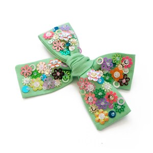 Cotton Bow Clip with Sequin Sequin Hair Bow in Green Pig Tail Bow Set