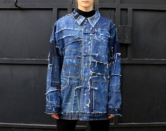 mens ripped jean jacket