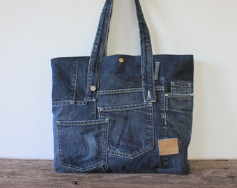 XXL Denim Bag Weekender Bag Festival Bag Beach Bag Recycle - Etsy