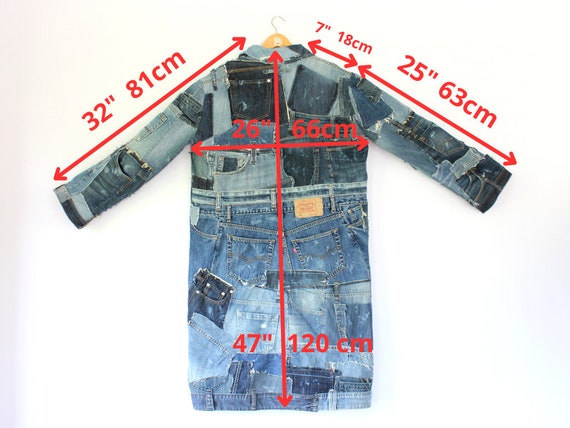 Long Patchwork Jeans Coat Designer Art Denim Unisex Jacket - Etsy