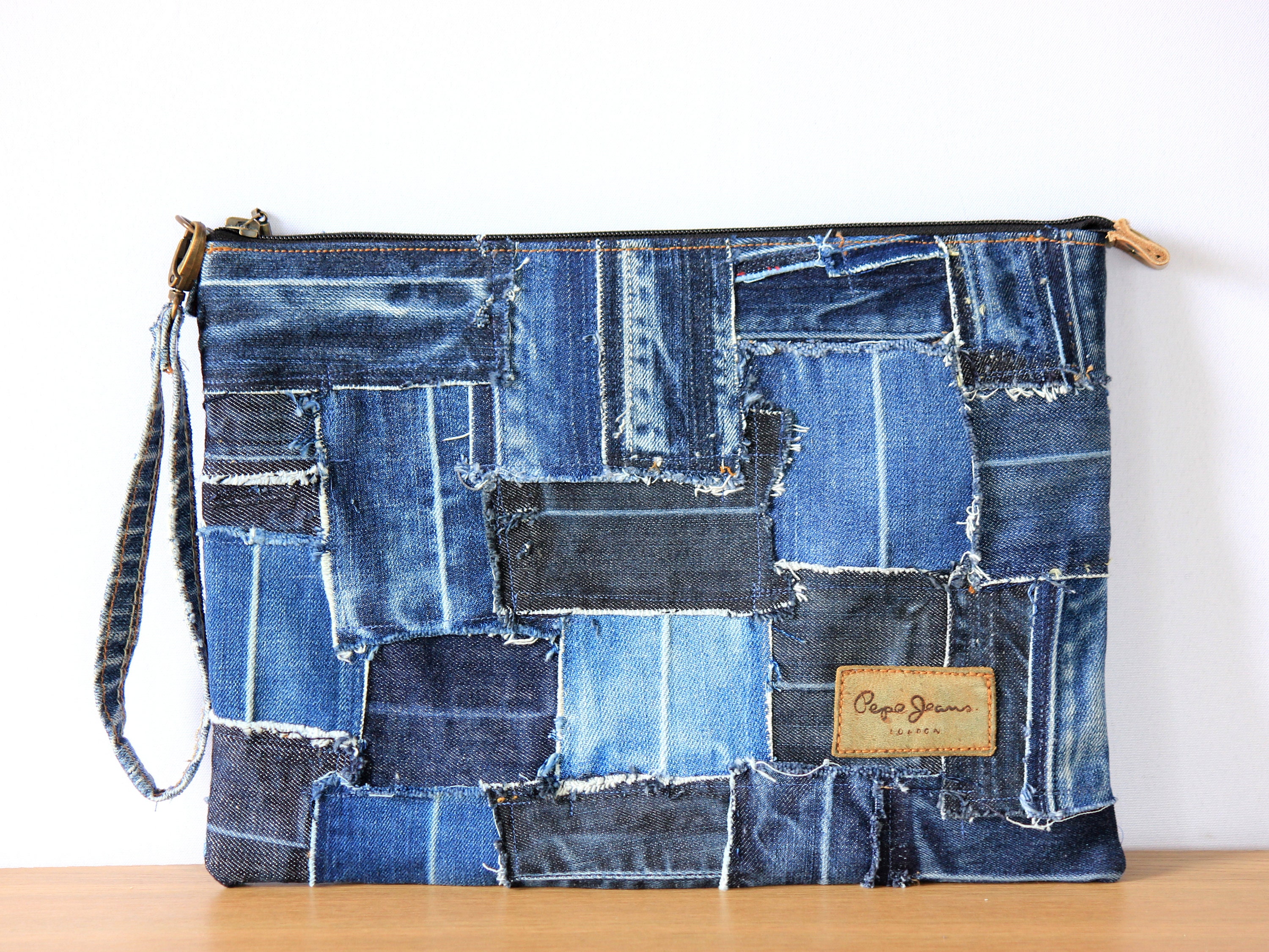 Eco-Friendly Patchwork Denim Clutch