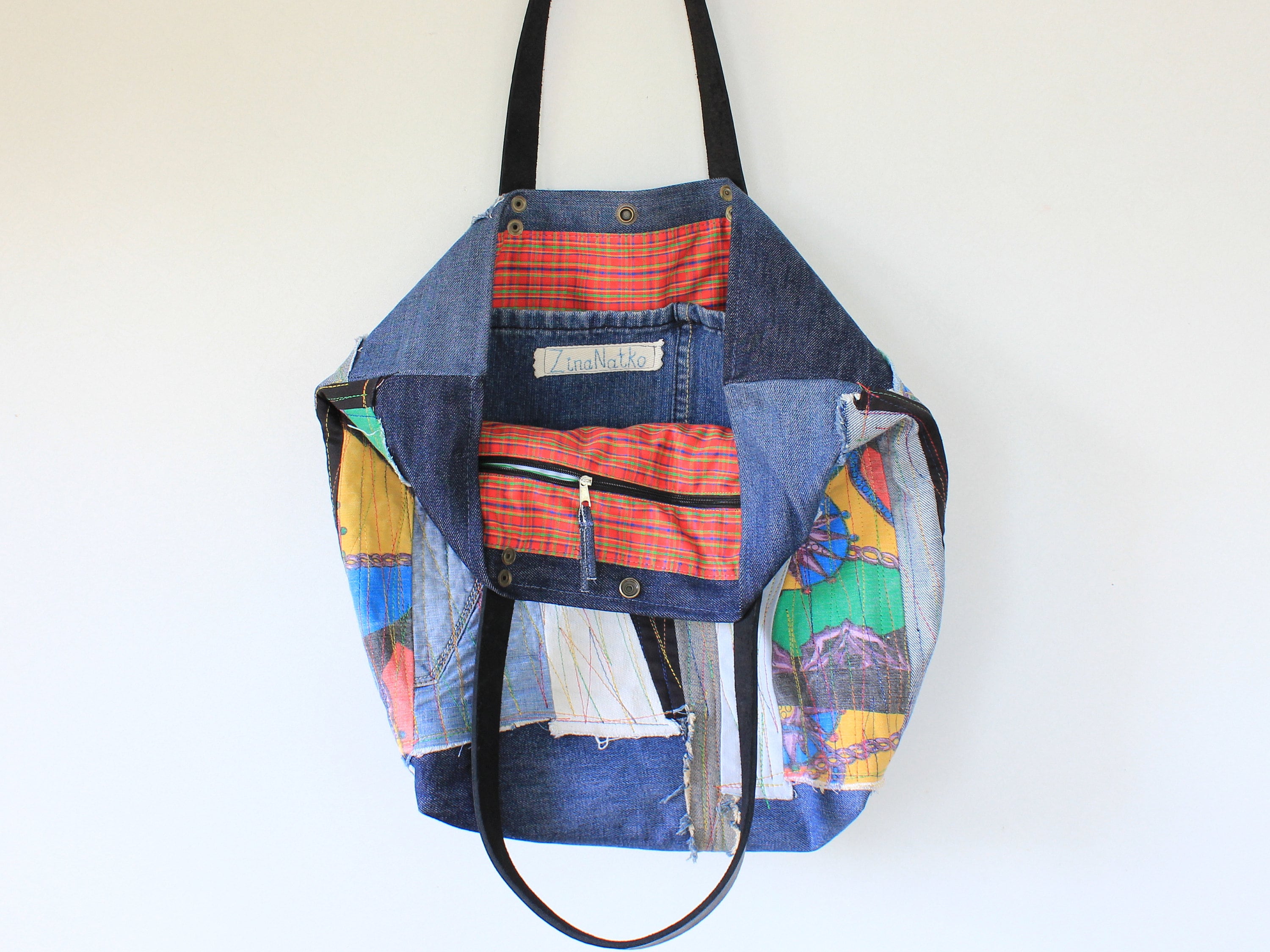 Color Block Art Denim Bag Designer Shoulder Jeans Handbag - Etsy