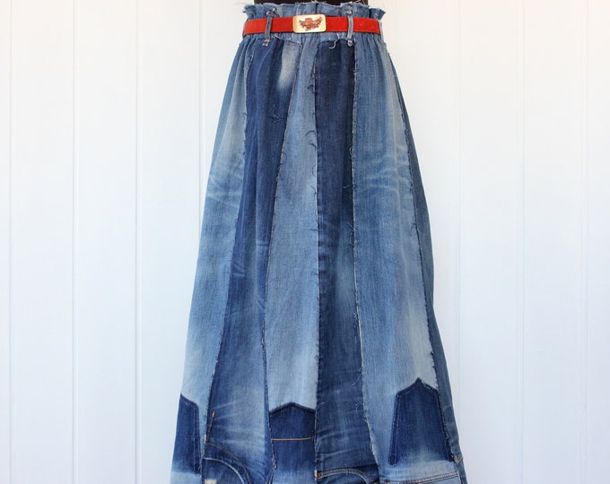 Maxi triangle patch Denim Skirt