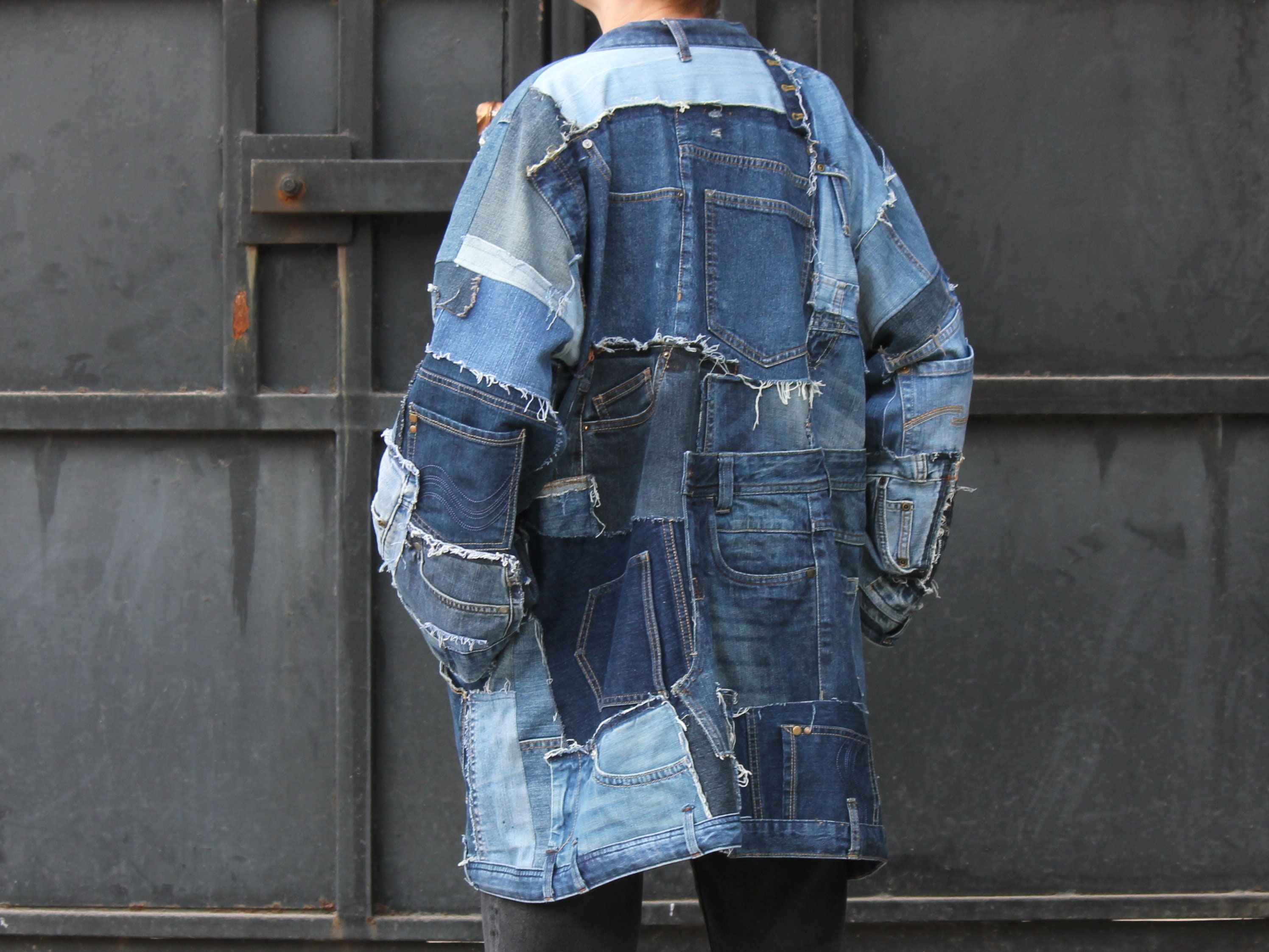 Denim Patchwork Kimono for Man and Woman. Grunge Streetwear - Etsy