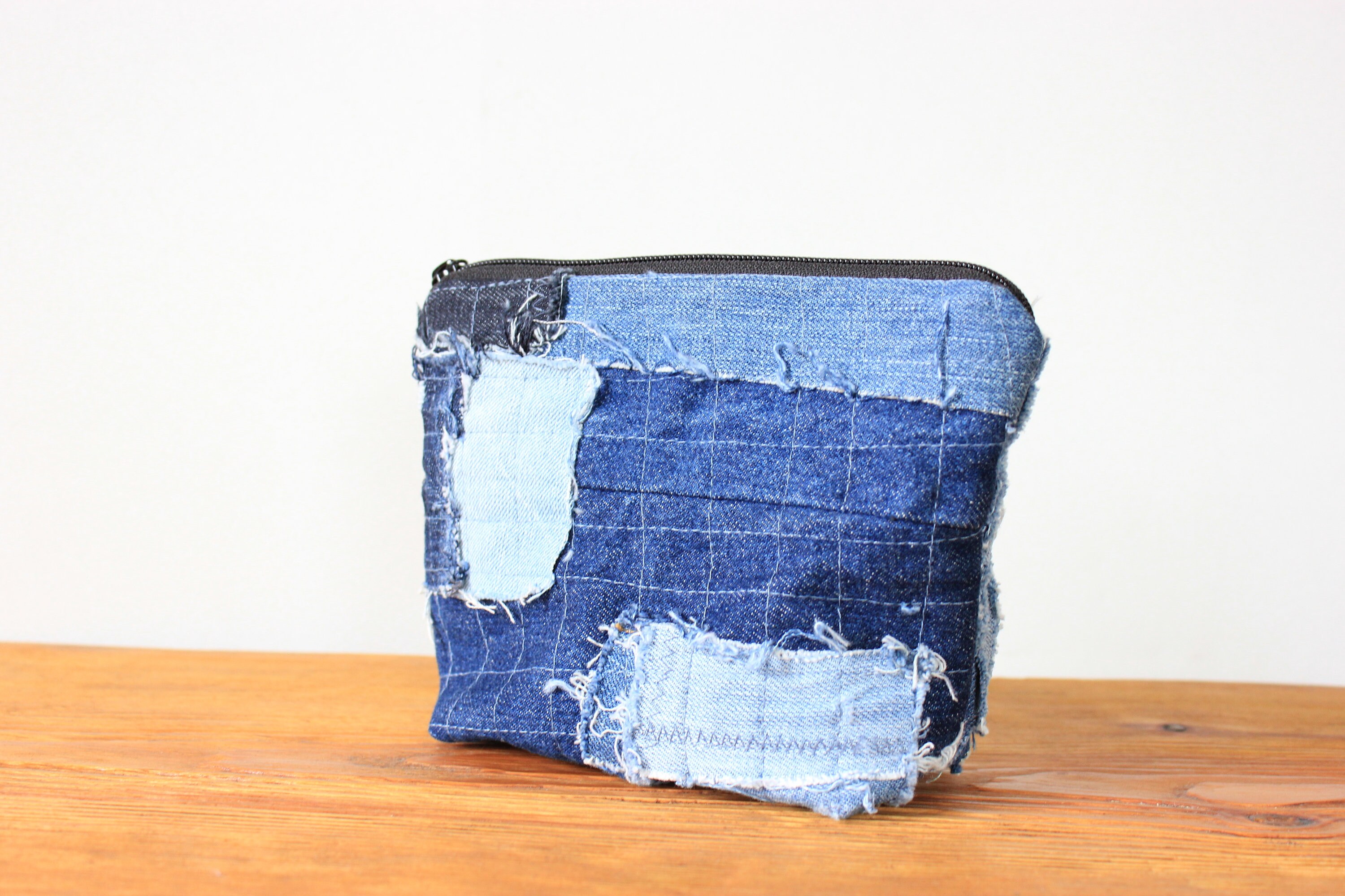 Boro Patchwork Denim Cosmetic Bag Boro Patch Zip Purse - Etsy