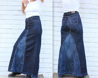 Maxi Denim Skirt - Etsy