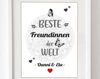 Art print for the best friend - "Best friends in the world" - Gift for the best friend