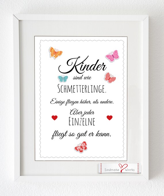 Kunstdruck Kinder sind wie Schmetterlinge | Etsy