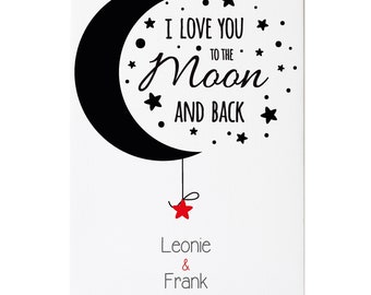 Art print: "I love you to the moon" - personalized print or canvas