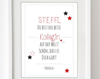 Art print for the best colleague "You are the best colleague in the world" personalized