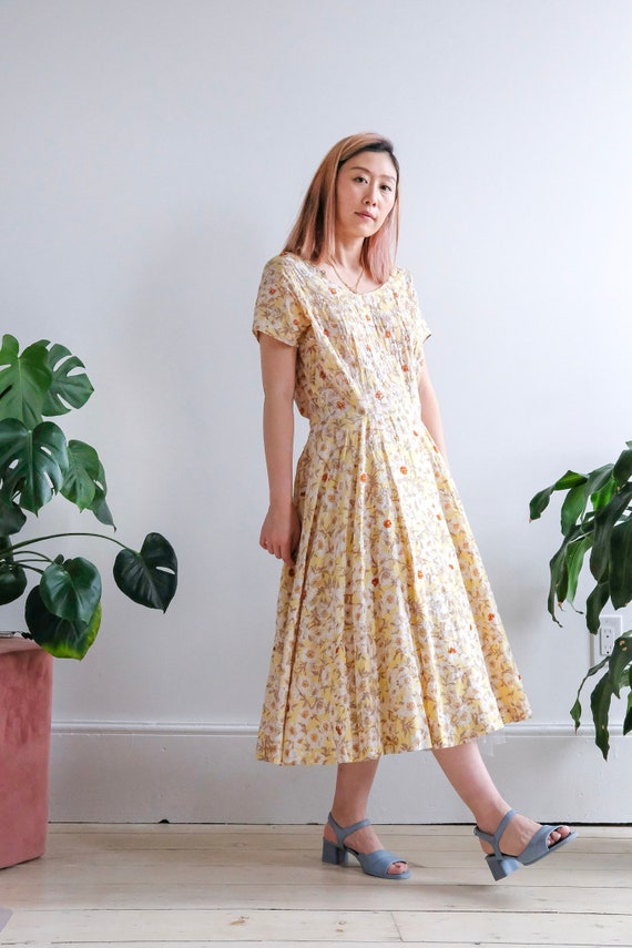 Vintage 1960s yellow floral sequins and beads day