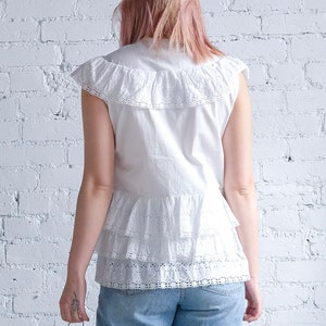 Vintage 1960s white eyelet frills cotton top image 2