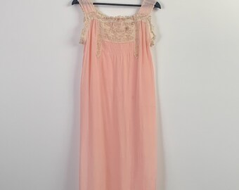 1920s Crepe Silk Slip Dress with Lace Trim